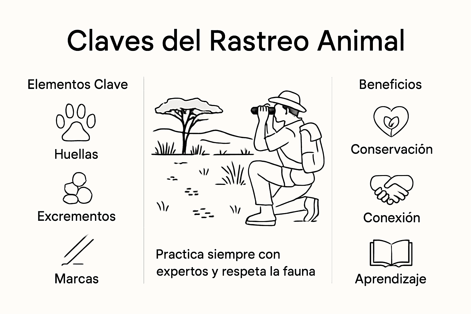 Guía visual para identificar huellas y señales de animales durante un safari en Namibia