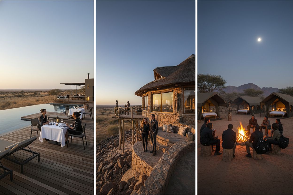 alojamientos safari Namibia comparación