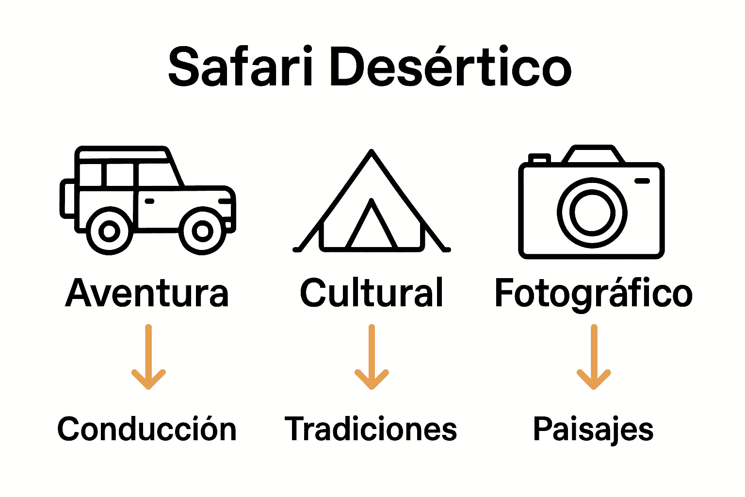 Infografía comparativa de tipos de safari desértico
