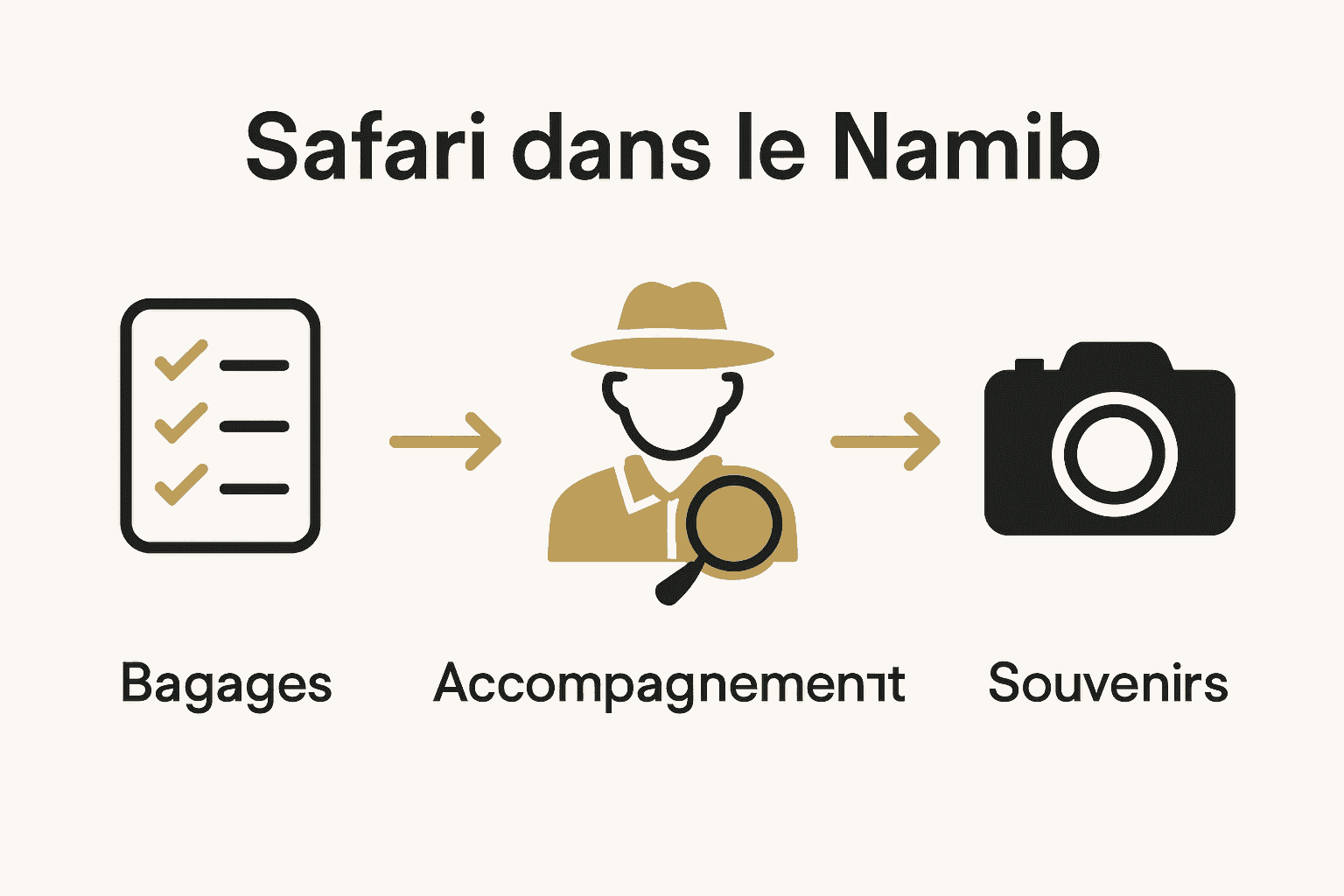 Infographie préparer safari Namib avec experts et photos
