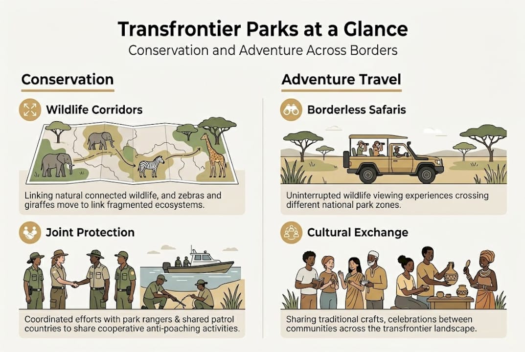 Infographic overview of transfrontier park benefits