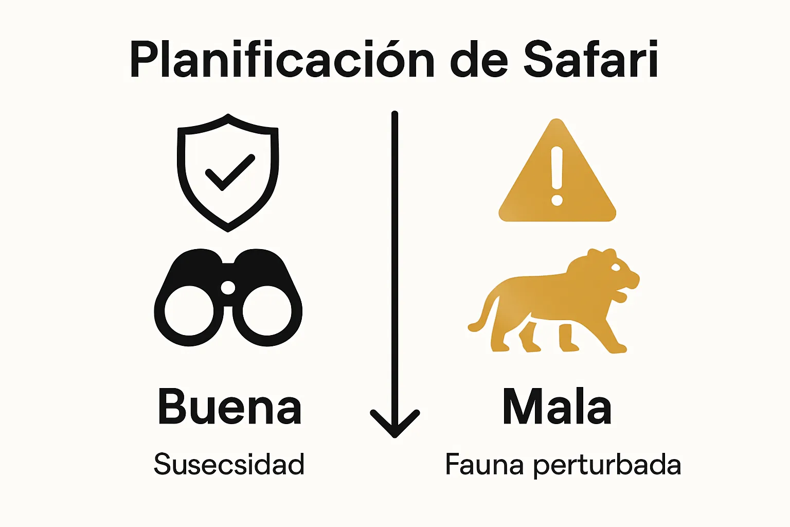 Comparación visual entre planificación de safari efectiva y deficiente