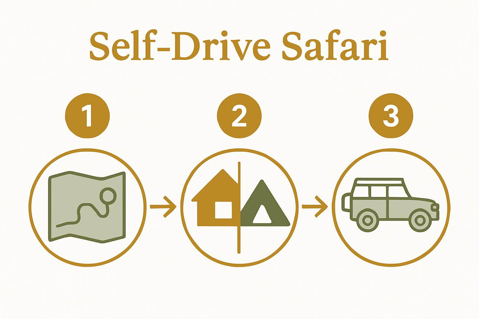 Simple infographic of top 3 Etosha self-drive safari steps