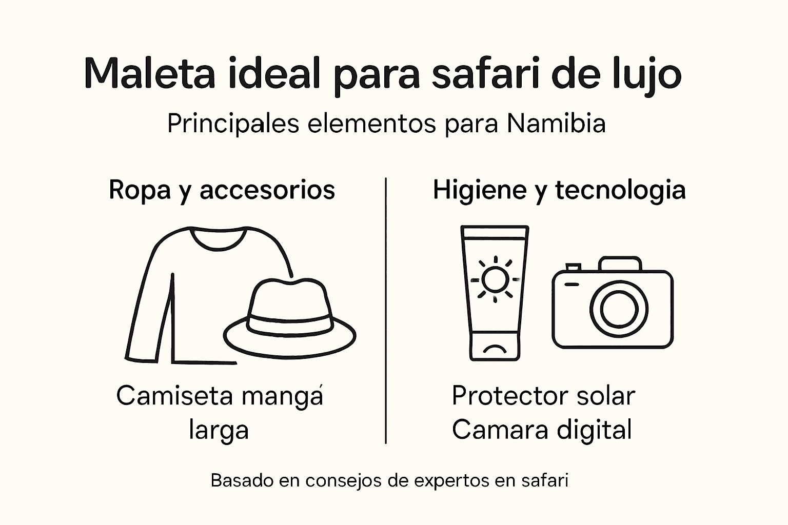Guía visual: ¿Qué llevar en tu equipaje para un safari de lujo en Namibia?