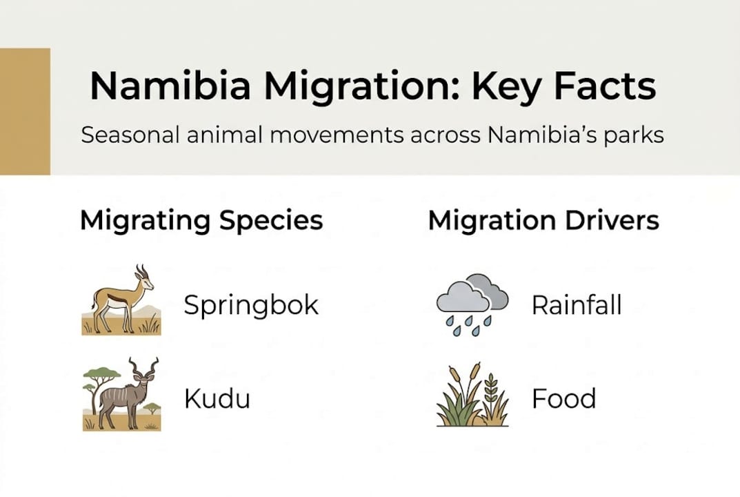 Infographic outlining Namibia wildlife migration essentials