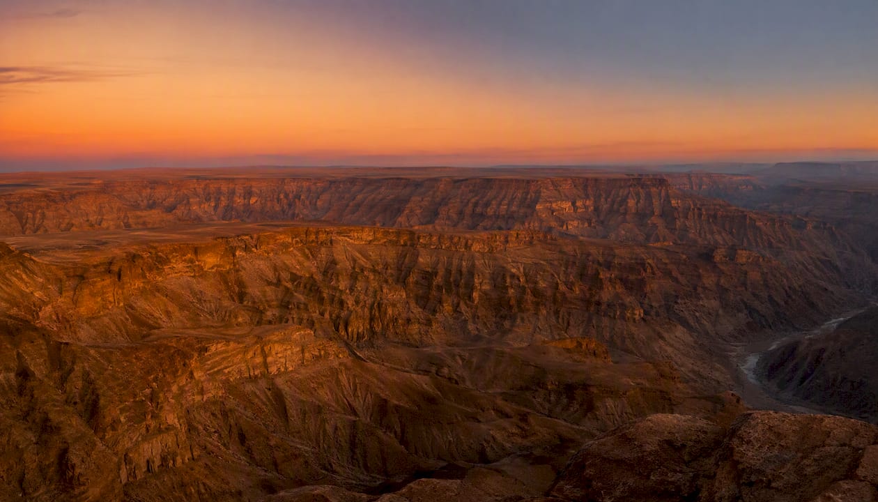 Sunset panorama over Fish River Canyon Namibia