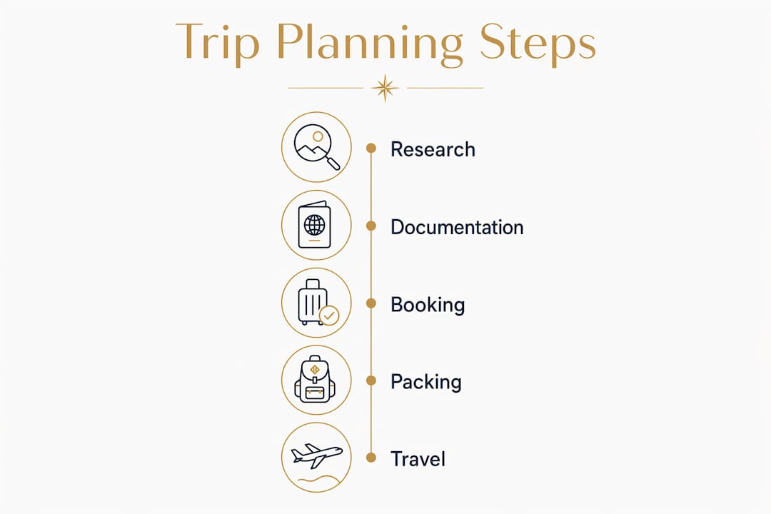 Infographic showing key steps for planning Namibia travel