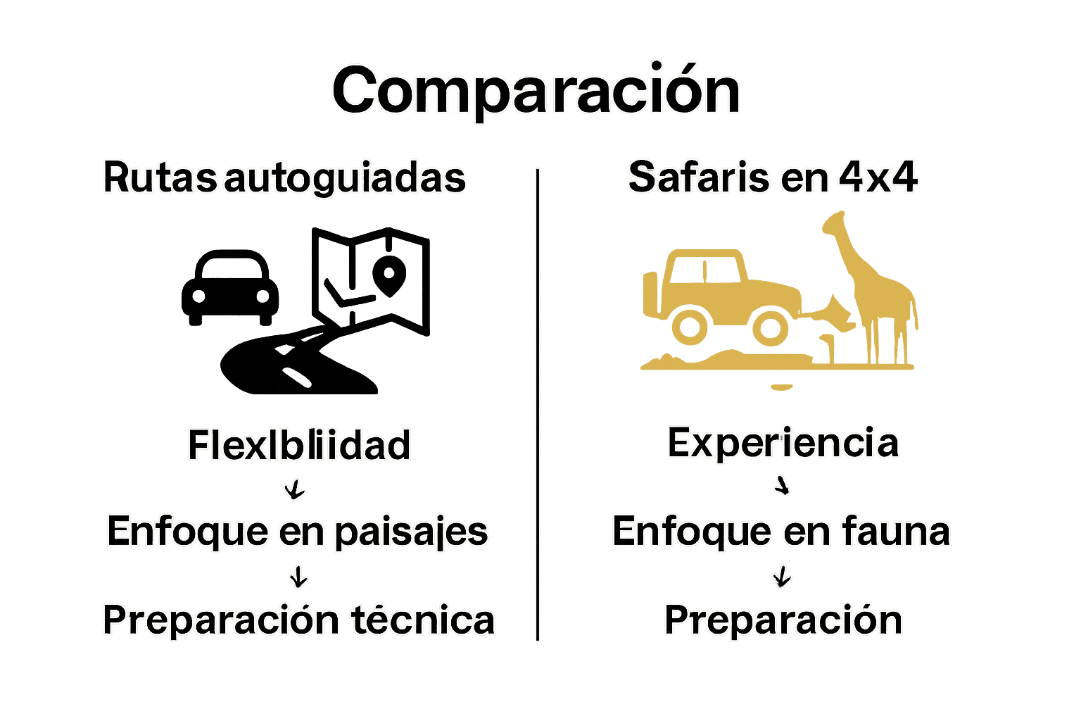 Comparación entre rutas autoguiadas y safaris 4x4 en Namibia