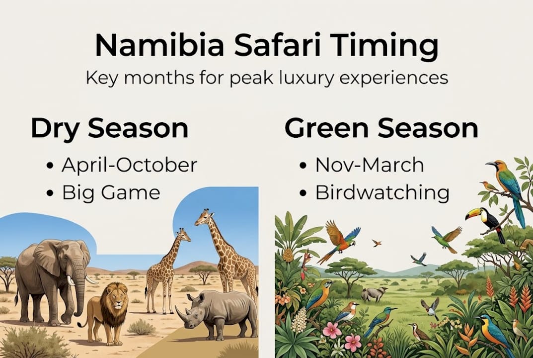 Infographic showing Namibia safari best months
