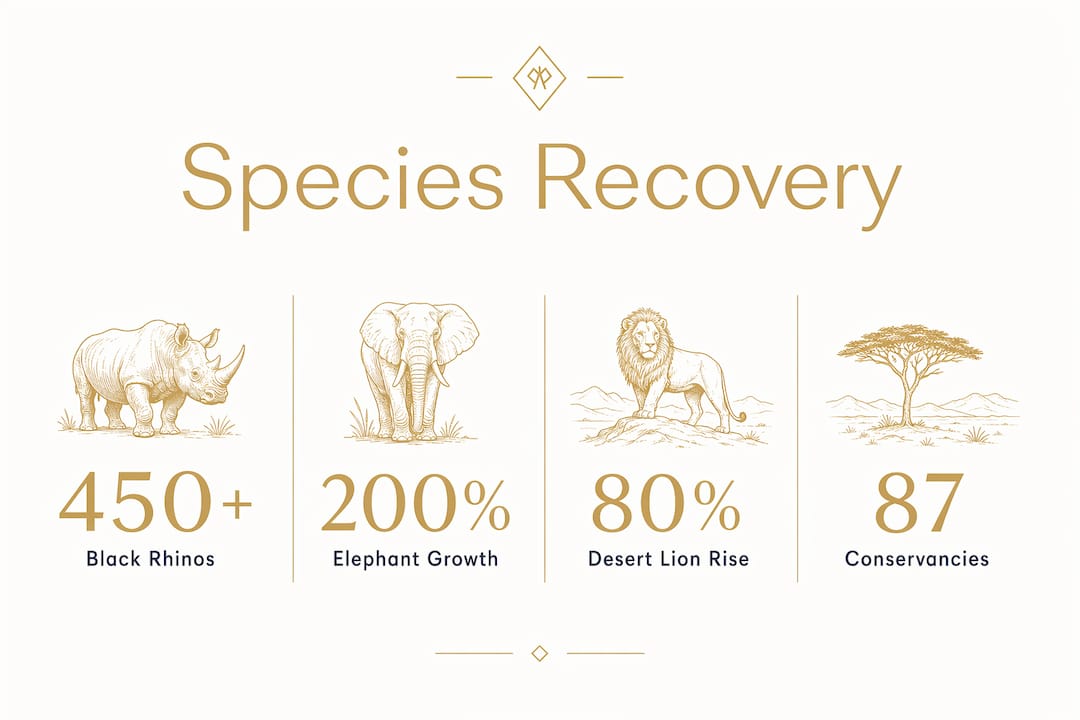 Infographic showing Namibia wildlife species recovery