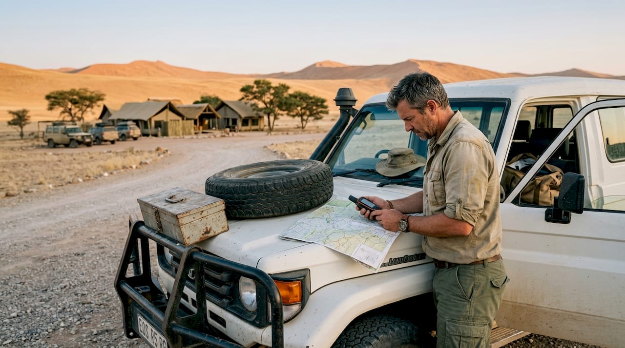 Travel preparing vehicle for Namibia safari