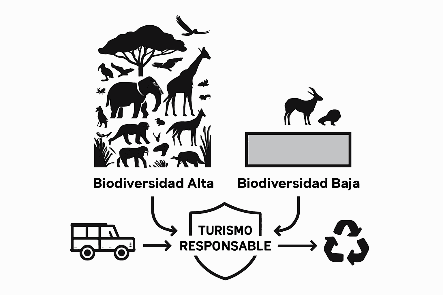 Infographic comparing high and low safari biodiversity
