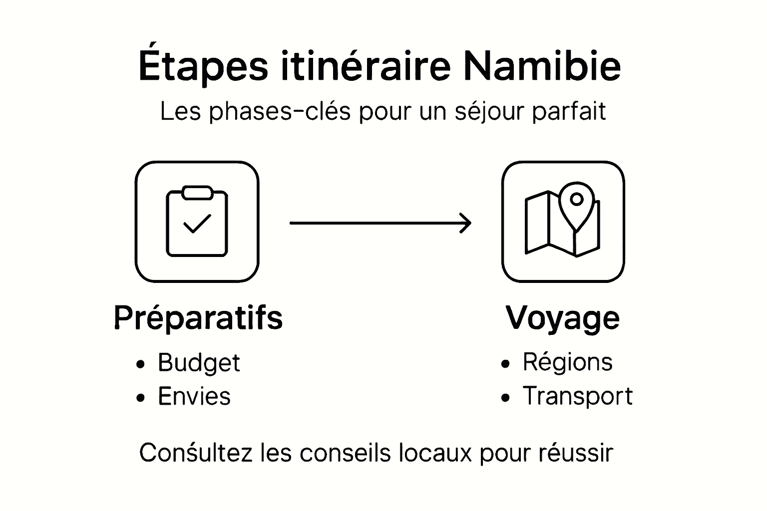 Infographie : les étapes incontournables pour organiser son circuit en Namibie