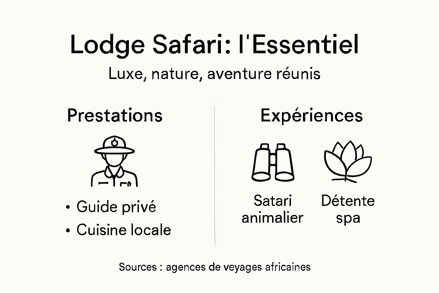 Le guide incontournable des lodges de safari en Afrique, présenté en infographie