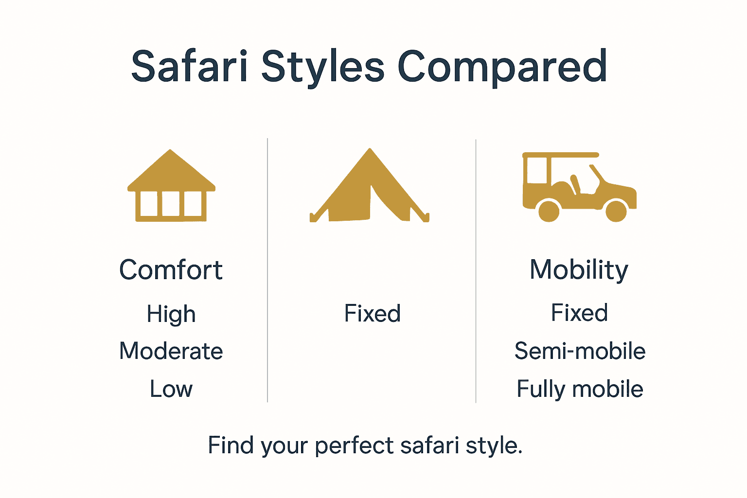 Infographic comparing safari styles and features