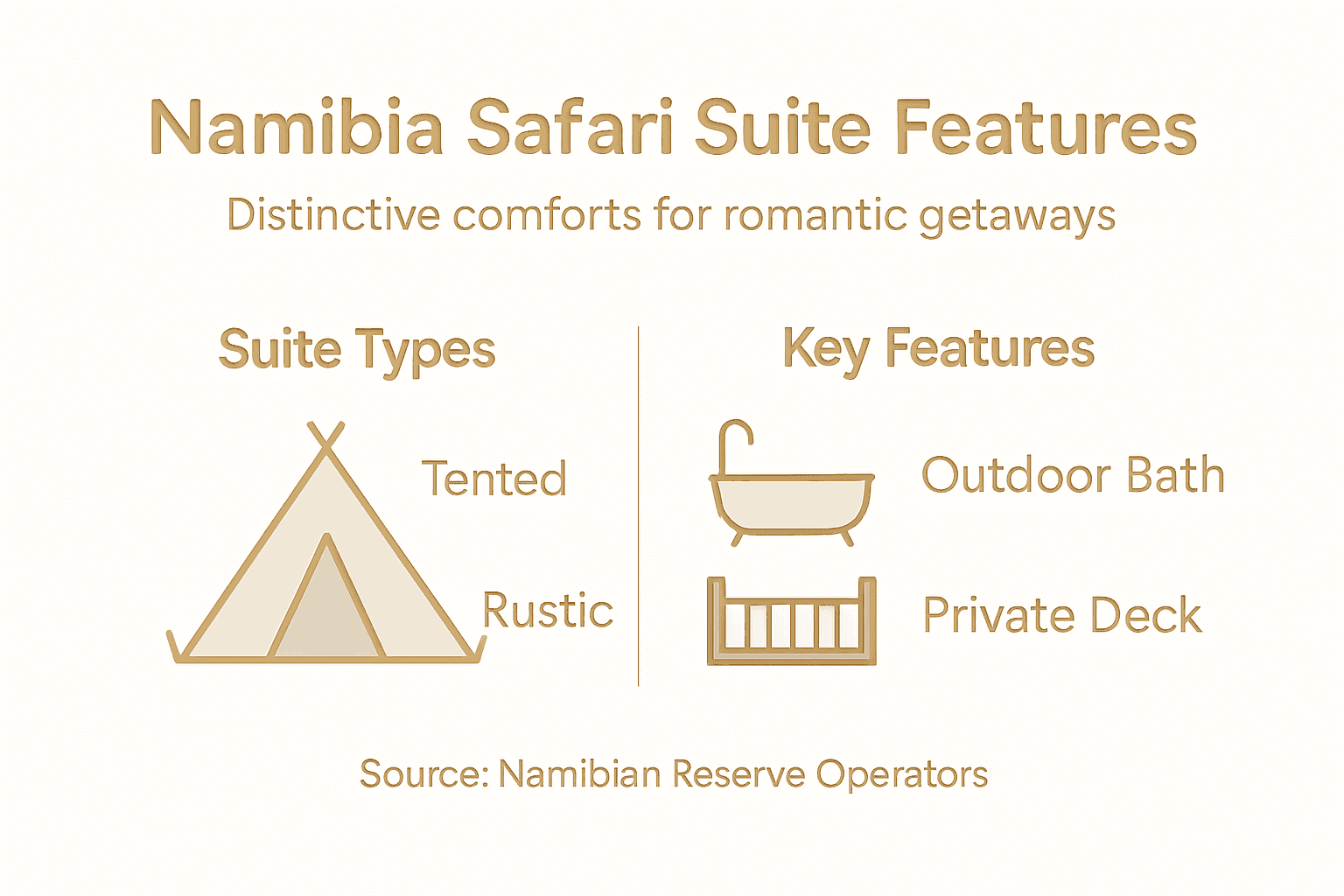 Infographic showing Namibian safari suite features
