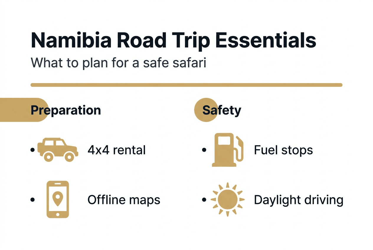 Infographic of Namibia safari trip logistics essentials