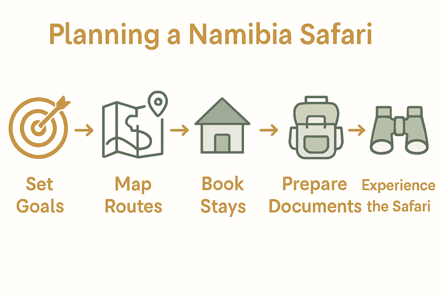 Infographic showing six step Namibia safari planning process