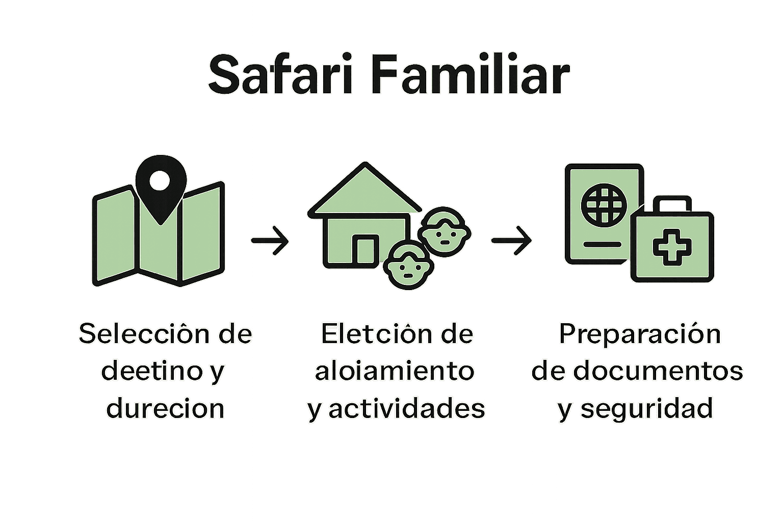 Infografía con tres pasos para planificar un safari familiar seguro