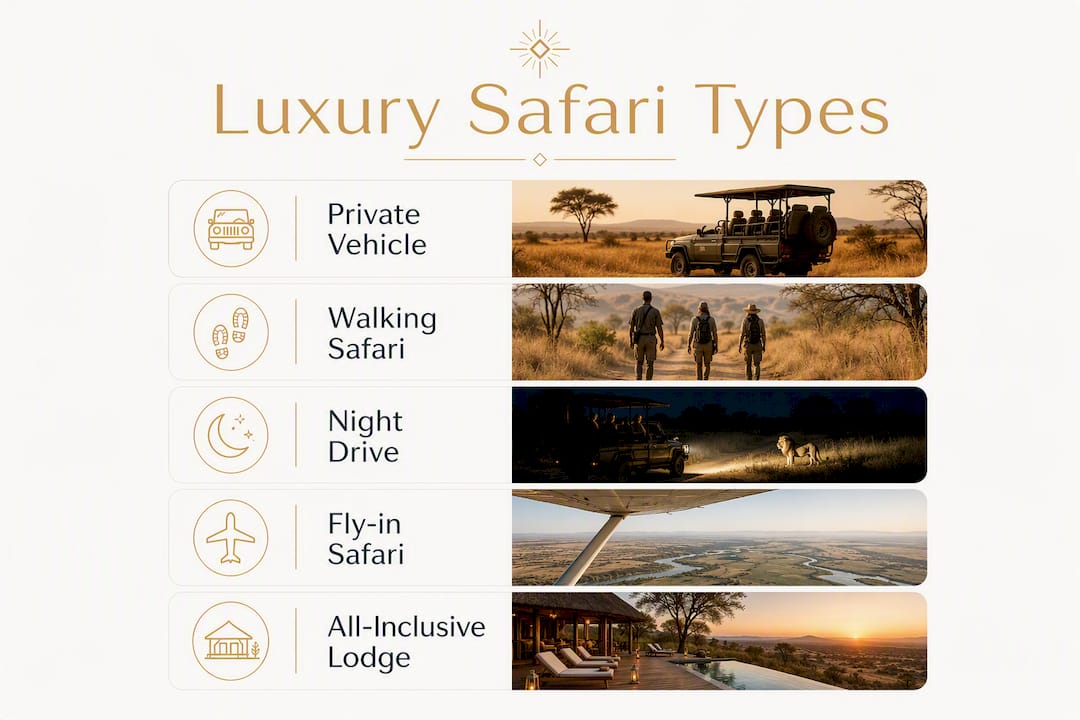 Infographic showing types of luxury safari experiences