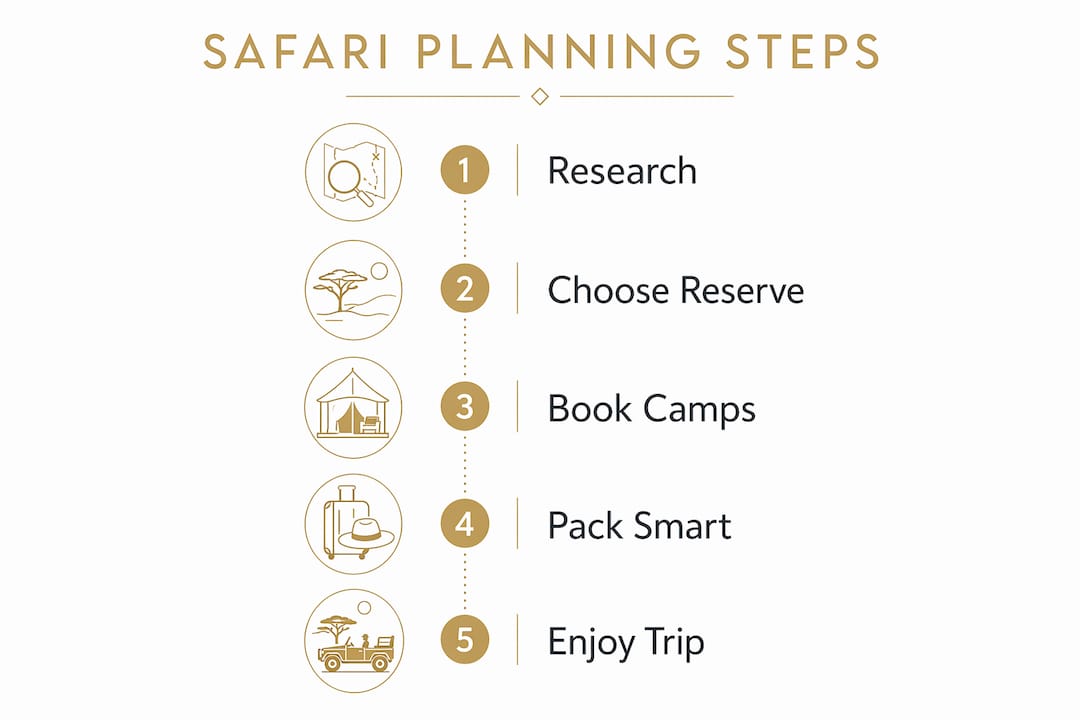 Infographic showing steps to plan luxury safari