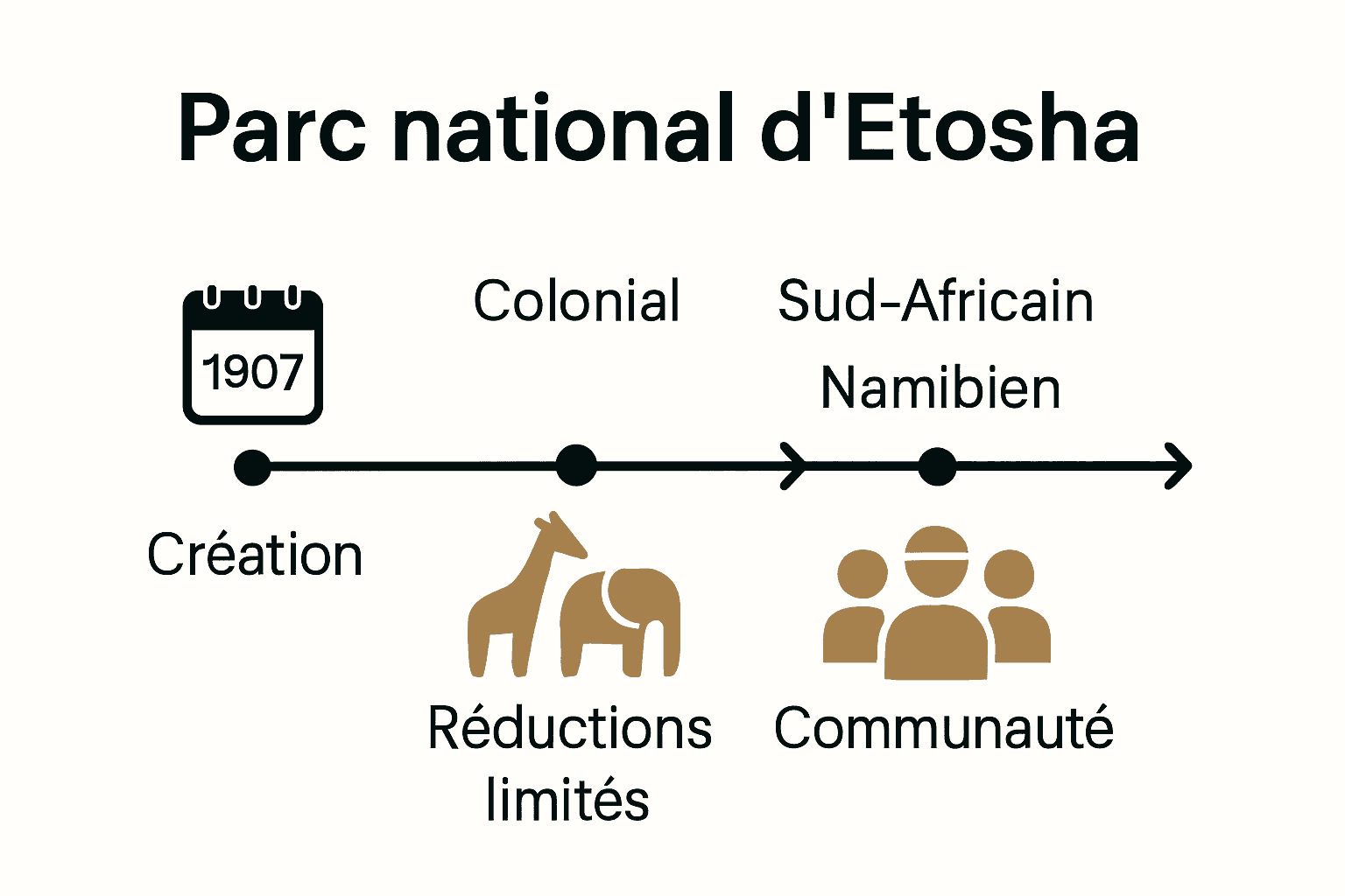 Chronologie illustrée de l’évolution du Parc Etosha